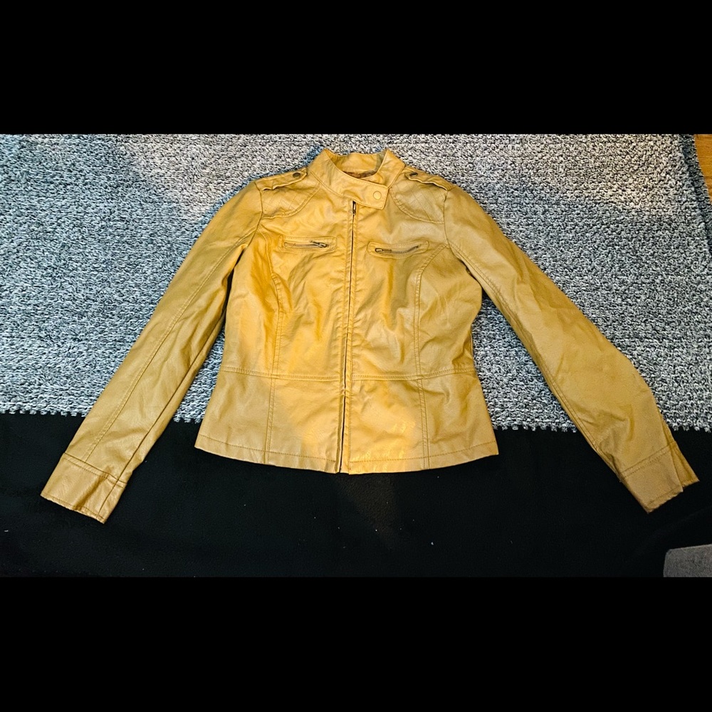 Camel color faux leather jacket